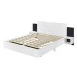 Floating Platform Bed, With LED Lights, Bedside Nightstand - Furniture Home Direct
