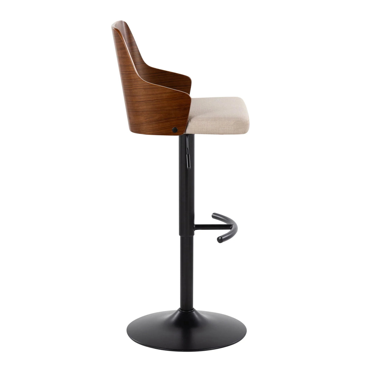 Ariana - Mid Century Modern Adjustable Barstool Stool With Swivel With Rounded T Footrest (Set of 2) - Furniture Home Direct