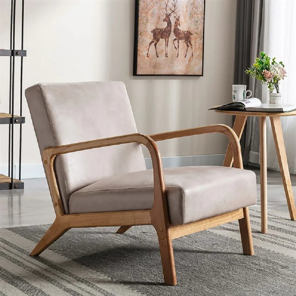 Classic Mid-Century Modern Accent Chairs, Open Framed Armchair With Cushioning - Furniture Home Direct