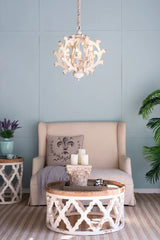 6 Light Chandelier, Hanging Light Fixture With Adjustable Chain For Kitchen, Bulb Not Included - White - Furniture Home Direct