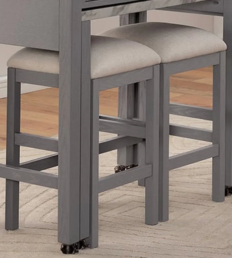 Counter Height Dining Island Set With Storage Stools Beige - Furniture Home Direct