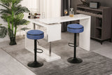 Counter Stool Set Round Upholstered Bar Stools Kitchen Blue - Furniture Home Direct