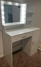 Vanity Desk With Illuminated Mirror And Storage Pink - Furniture Home Direct