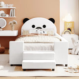 Upholstered Daybed With Bear Shaped Headboard, Hydraulic System And Breathable Mesh Fence - Furniture Home Direct