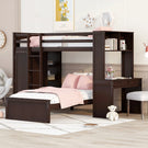 Loft Bed With A Stand Alone Bed, Shelves, Desk, And Wardrobe - Furniture Home Direct