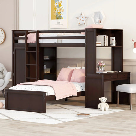 Loft Bed With A Stand Alone Bed, Shelves, Desk, And Wardrobe - Furniture Home Direct
