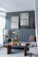 Leaf Shadow Box Wall Decor (Set of 2) - White / Gray - Furniture Home Direct