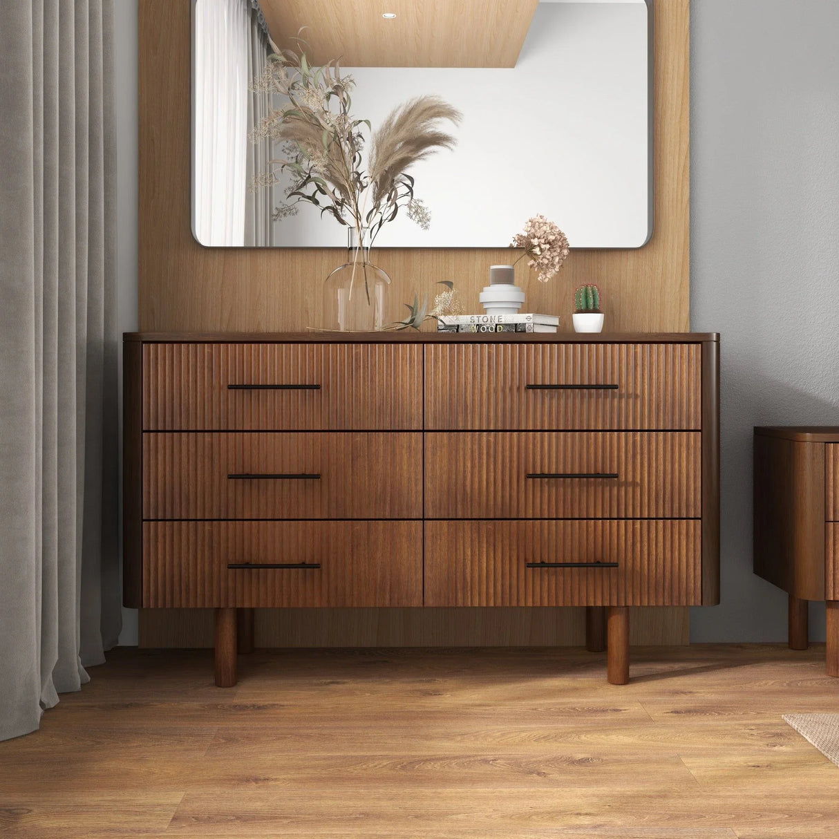 Logan - Mid-Century Modern Dresser With 6 Drawers - Brown - Furniture Home Direct