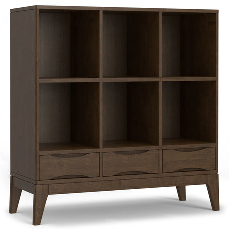 Harper - Low 6 Cube Storage With Drawers - Walnut Brown - Furniture Home Direct