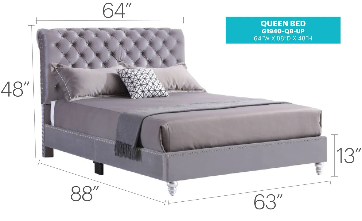 Elegant Transitional Upholstered Bed - Furniture Home Direct
