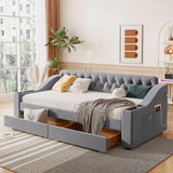 Upholstered Daybed With Storage Armrests And USB Port - Furniture Home Direct