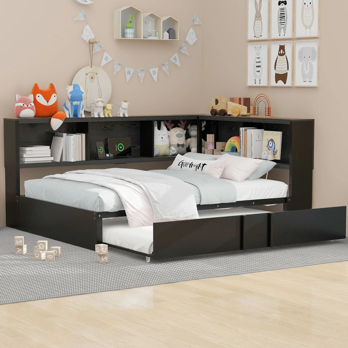 Daybed With Trundle, Storage Cabinets And USB Ports - Furniture Home Direct