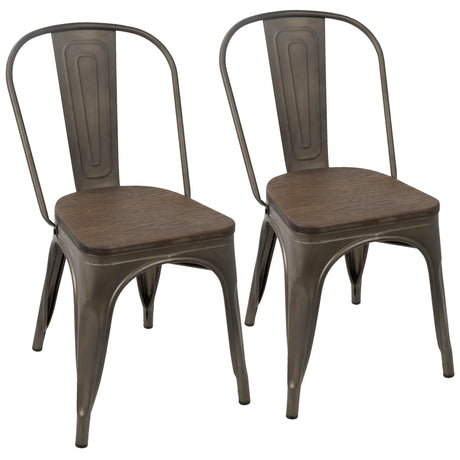 Oregon - IndustrialFarmhouse Stackable Dining Chair (Set of 2) - Furniture Home Direct