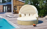 Outdoor Daybed With Retractable Canopy Cushions Beige - Furniture Home Direct