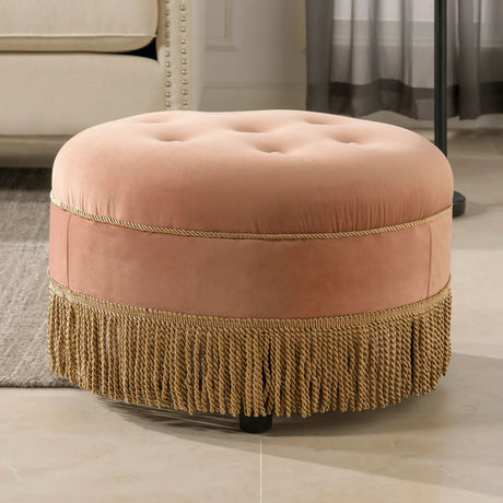 Yolanda - Round Upholstered Accent Ottoman - Furniture Home Direct