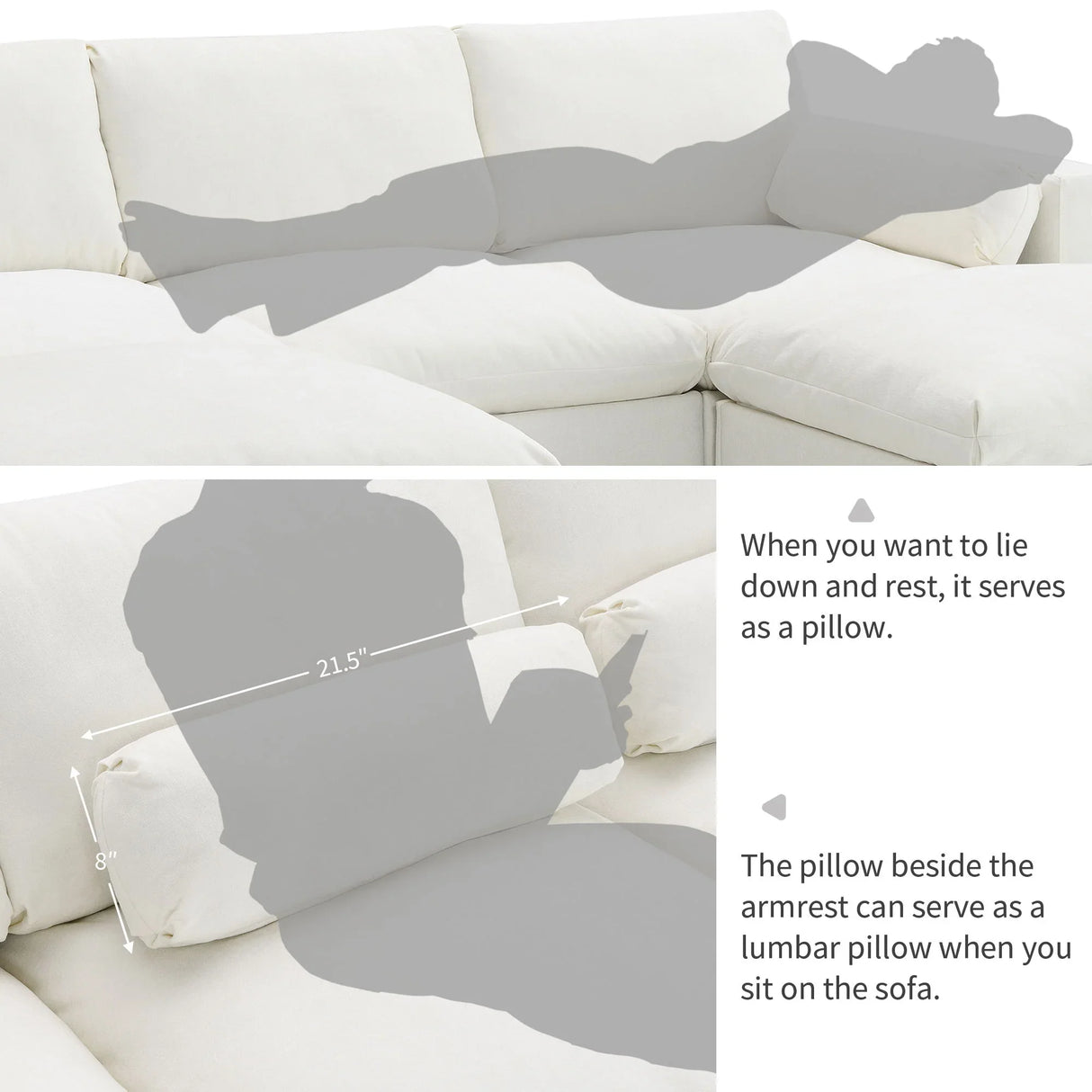 Modular Sectional With Storage Pockets, 5 Seat U Shaped Couch Set With Pillows, Free Combination Modern Cloud Sofa With 2 Movable Ottoman - Furniture Home Direct