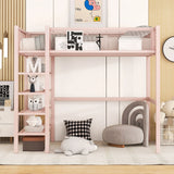 Loft Bed With 4 Tier Shelves And Storage - Furniture Home Direct
