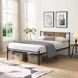 ModerMetal Bedframe With Wood Panel Headboard - Furniture Home Direct