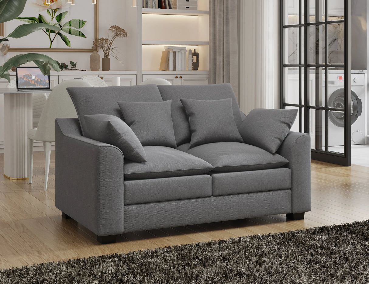 2 Piece Living Room Set Including Sofa and Love seat with Pillows - Grey - Furniture Home Direct