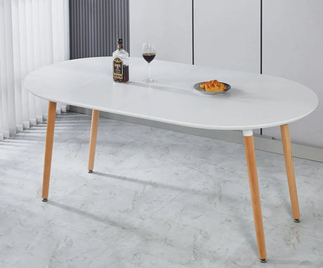Extensible Table, Dining Table, Office Table, Coffee Table, Wood Leg - Matte White - Furniture Home Direct