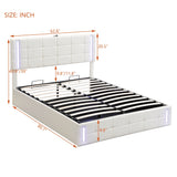Storage Bed With LED Lights And Hydraulic Lift White - Furniture Home Direct