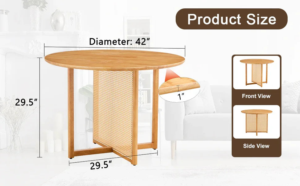 Round Dining Table Solid Wood Countryside Retro Natural - Furniture Home Direct