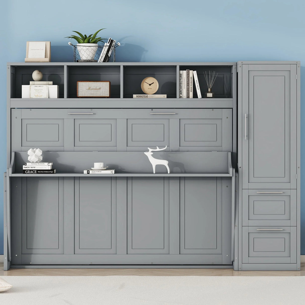 Space Saving Murphy Wall Bed With Closet And Drawers - Furniture Home Direct