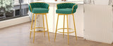 Counter Height Stools Tufted Velvet Gold Frame Green - Furniture Home Direct