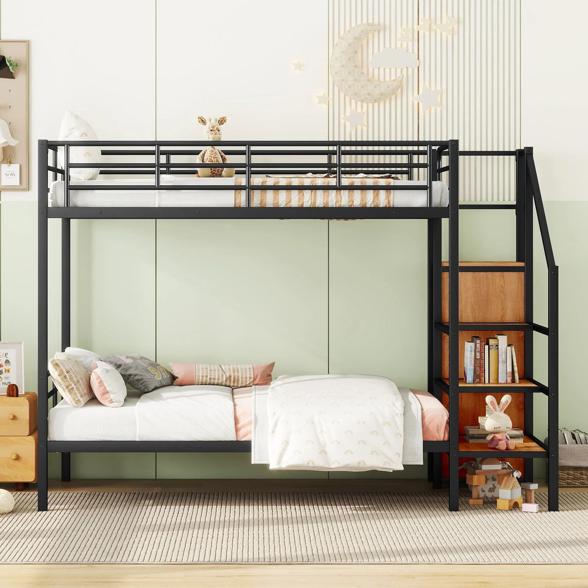 Bunk Bed With Lateral Storage Ladder And Wardrobe - Furniture Home Direct