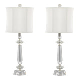 Karat - Contemporary Crystal Table Lamp (Set of 2) - Clear Crystal / Chrome / White Softback - Furniture Home Direct