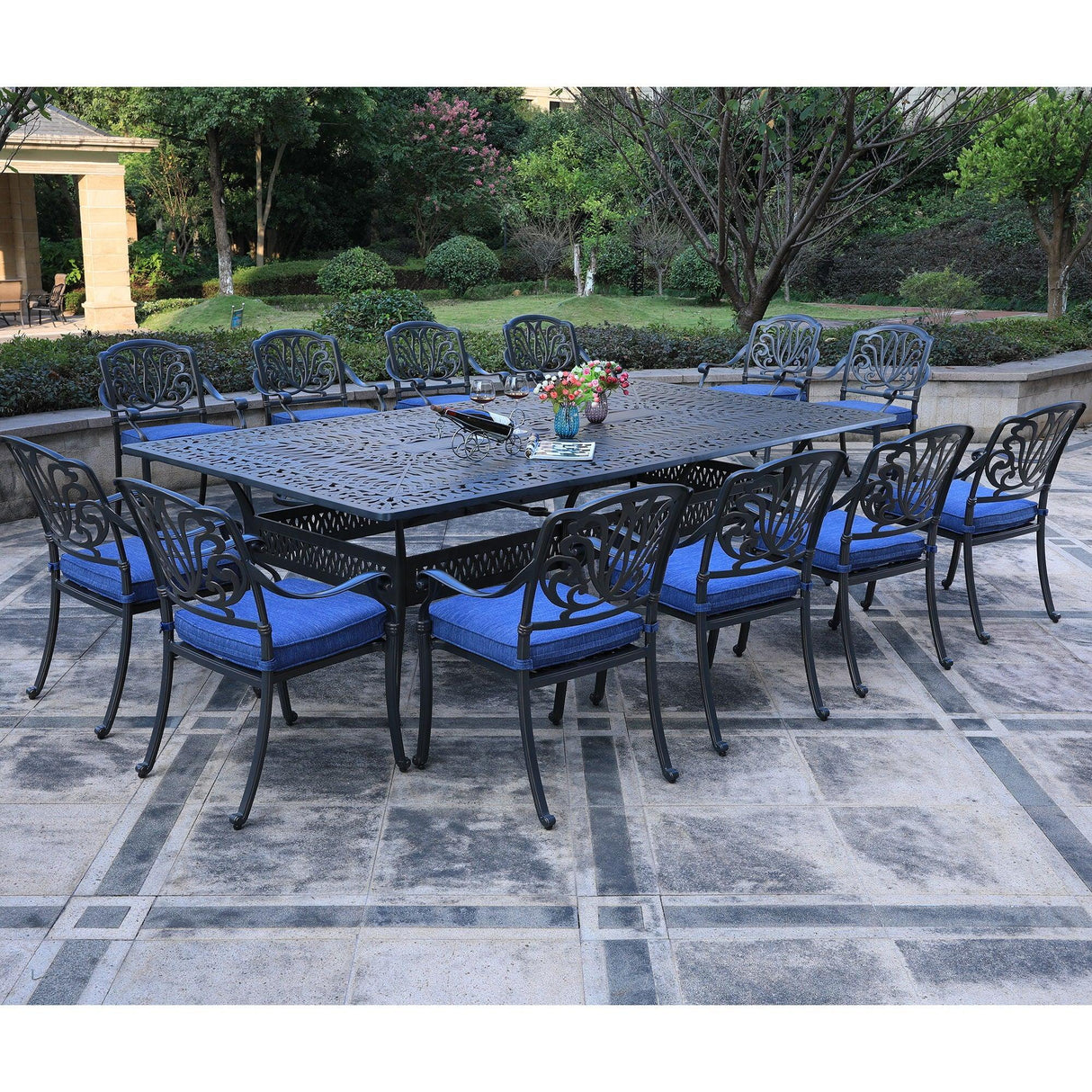 Rectangular Metal Dining Set With Cushions - Furniture Home Direct