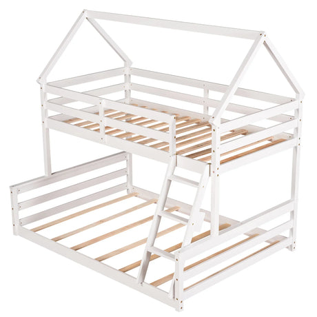 Twin Over Full House Bunk Bed With Built-In Ladder - Furniture Home Direct