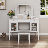 Elegant Makeup Vanity Desk With Adjustable Mirror And Storage And Construction - White - Furniture Home Direct