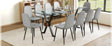 Dining Set Glass Table With 10 Chairs Finish Light Gray - Furniture Home Direct