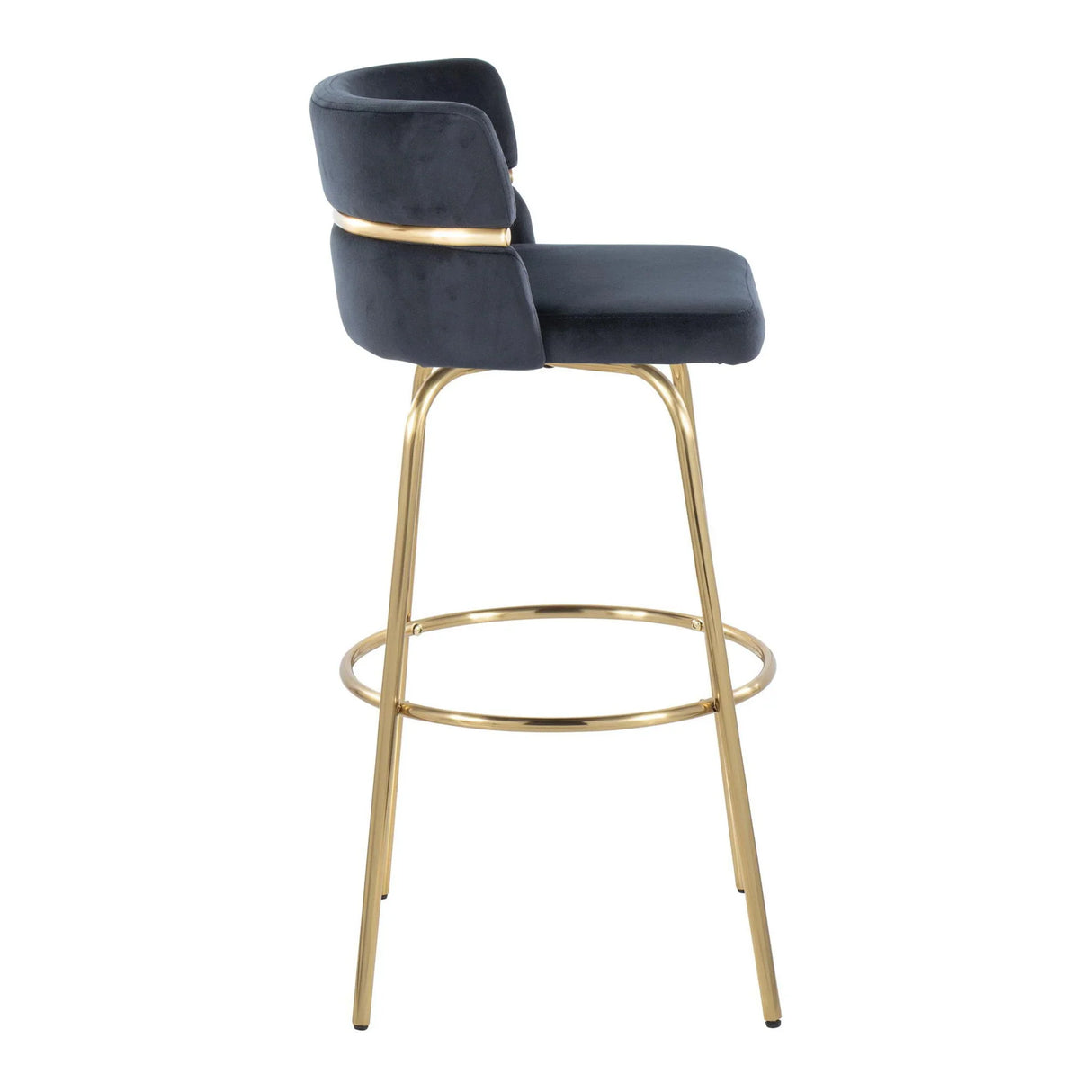 Cinch - Glam / Art Deco Fixed Height Barstool With Swivel With Round Footrest (Set of 2) - Furniture Home Direct