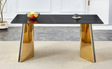 Dining Table Black Marble With Gold Butterfly Legs Black - Furniture Home Direct