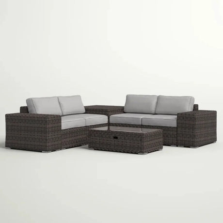 Modern Patio Rattan Sectional Set With Cushions