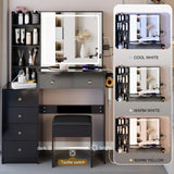 Vanity Table with Cushioned Stool Modern Finish Black - Furniture Home Direct