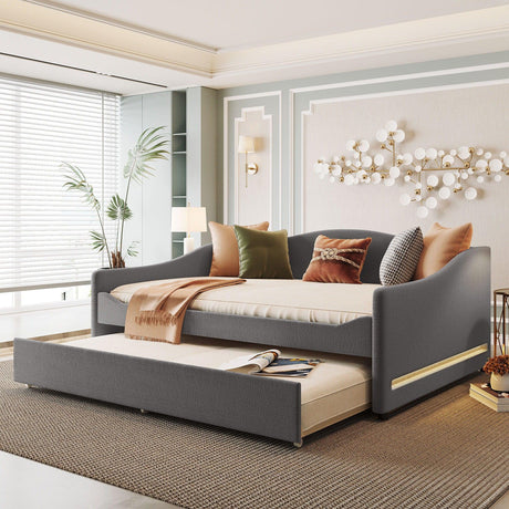 Upholstered Daybed With Light And Trundle - Furniture Home Direct
