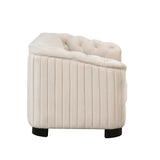 Modern 3-Piece Velvet Upholstered Living Room Set Including Sofa, Love Seat and Chair, Beige - Furniture Home Direct
