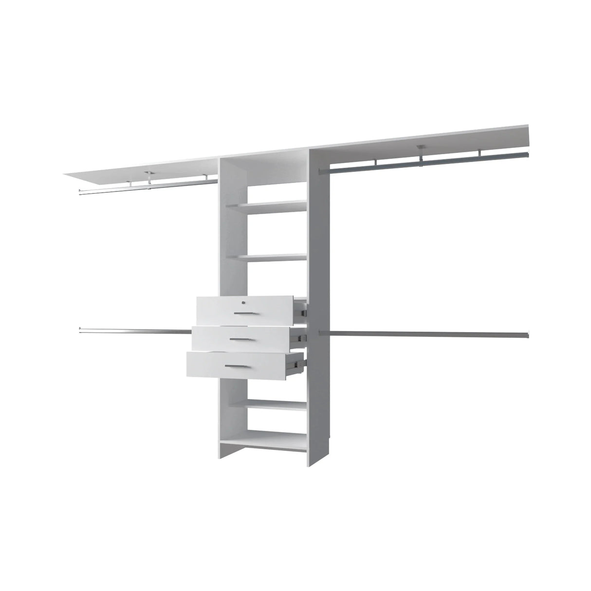Modular Closet System With Hanging Rods And Shelves White - Furniture Home Direct