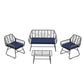 4 Piece Wicker Patio Furniture Set With Tempered Glass Table And Detachable Cushions - Furniture Home Direct
