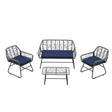 4 Piece Wicker Patio Furniture Set With Tempered Glass Table And Detachable Cushions - Furniture Home Direct