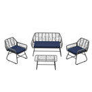 4 Piece Wicker Patio Furniture Set With Tempered Glass Table And Detachable Cushions - Furniture Home Direct
