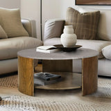Keegan - Round Coffee Table With Shelf - Oak - Furniture Home Direct
