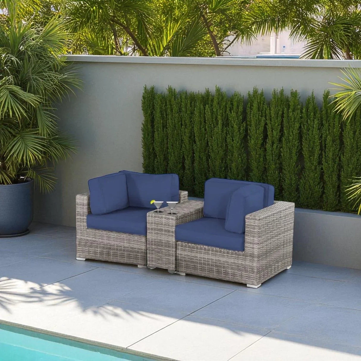 Handcrafted Outdoor Loveseat With Wicker Seating - Furniture Home Direct