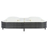 Outdoor Wicker Double Chaise (Black Frame+Beige Cushion) - Furniture Home Direct