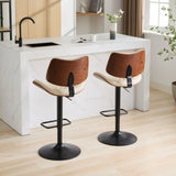 Counter Height Stool Adjustable PU Leather Swivel Beige - Furniture Home Direct