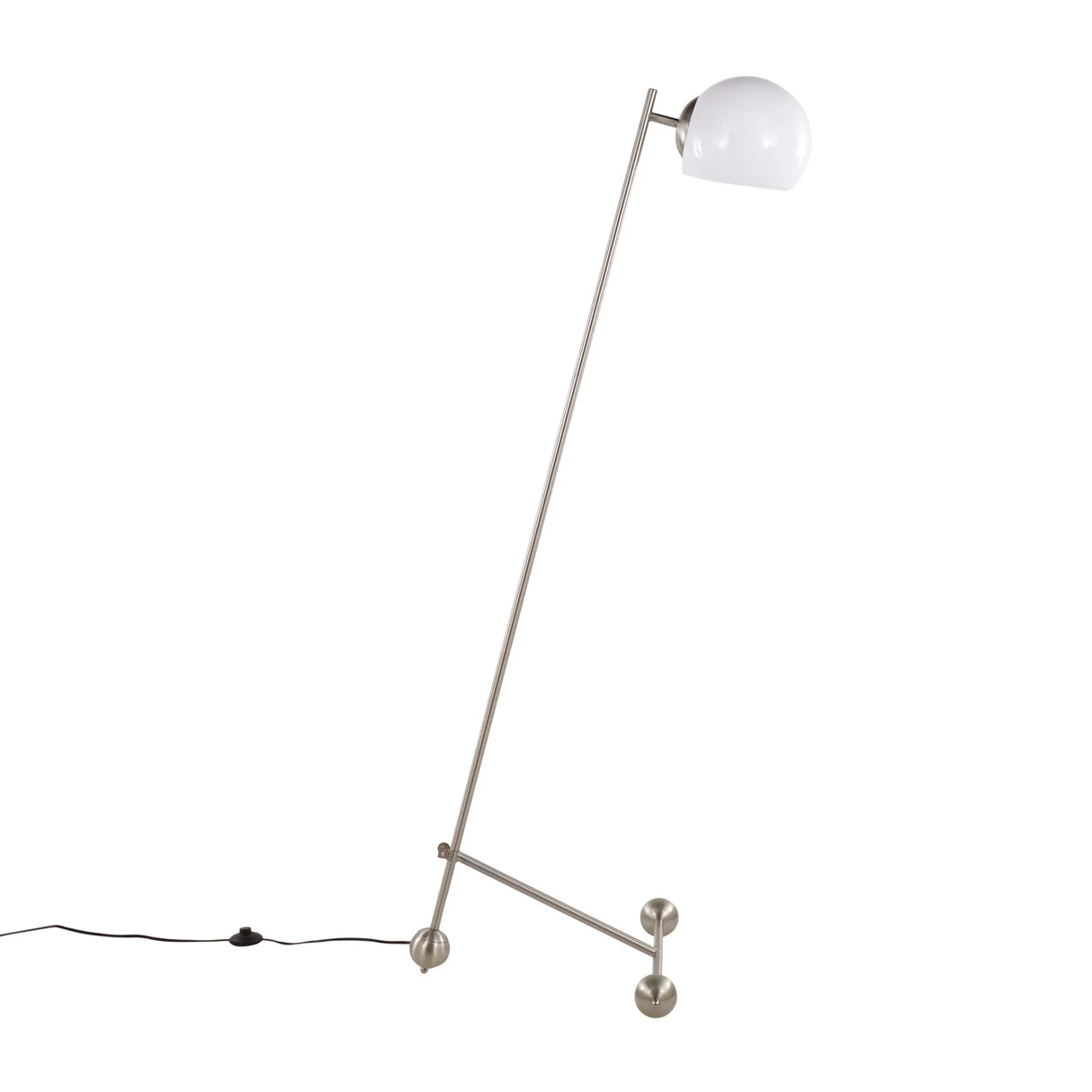 Eileen - Contemporary Floor Lamp - Nickel / White - Furniture Home Direct