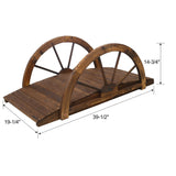 Wooden Garden Bridge Arc Footbridge With Half Wheel Railings Solid Fi - Brown - Furniture Home Direct